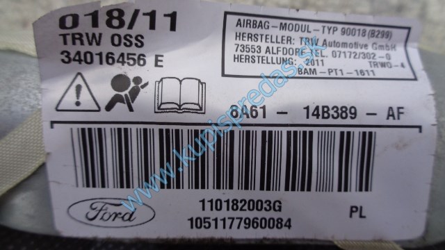 pravý strešný airbag na ford fiestu mk7, 8A61-14B389-AF